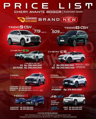 Pricelist Harga Chery meruyaselatan 2025